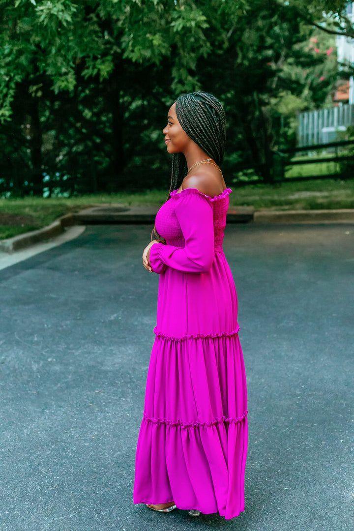 Off shoulder Sisters Dress (Pink)