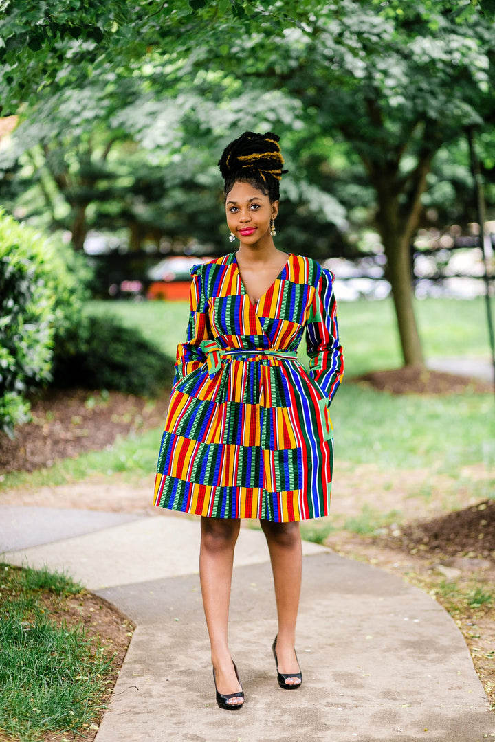 African Print Kente Mini Dress-Mavis