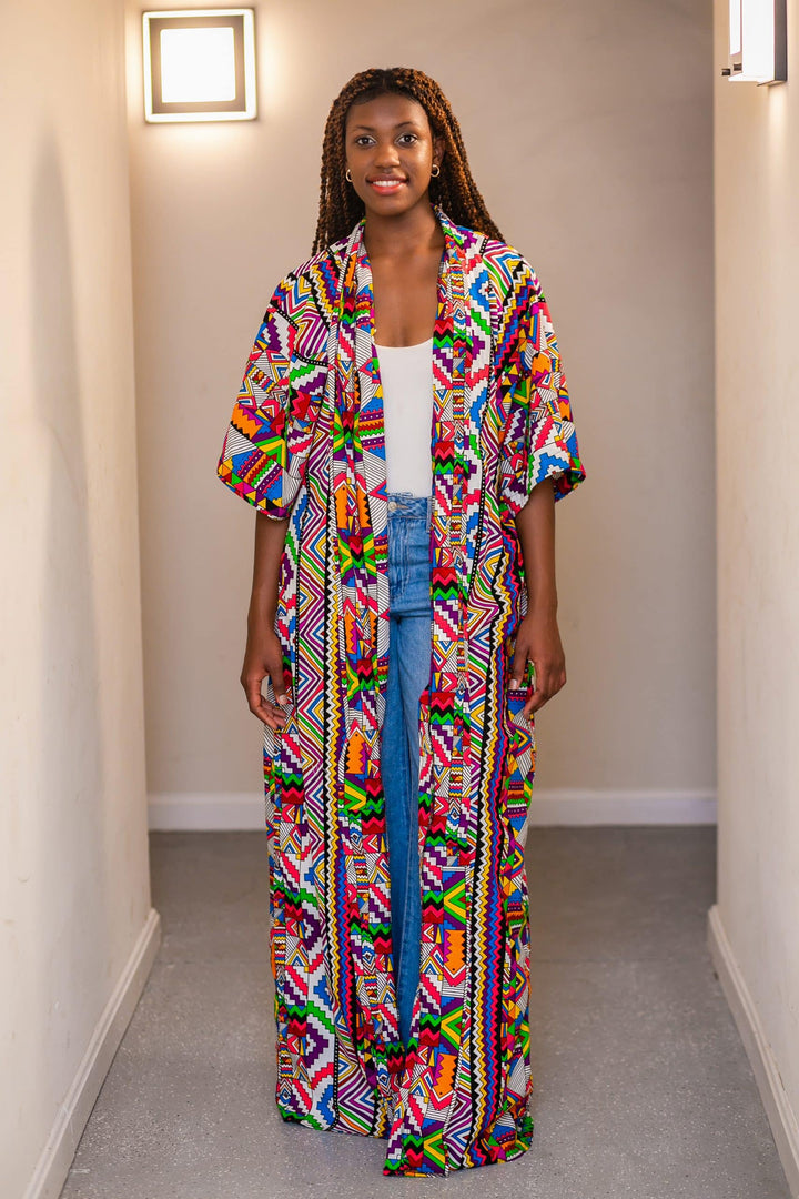 Kente African Print Duster (Multi)