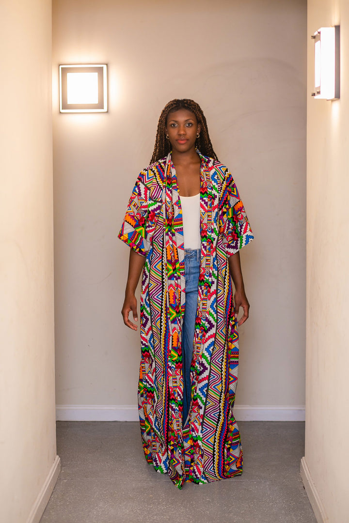 Kente African Print Duster (Multi)