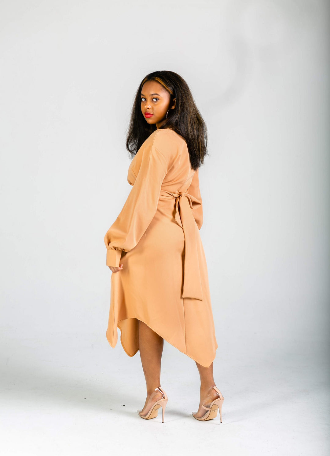 Tillys Asymmetrical Church Dress-Camel/Khaki