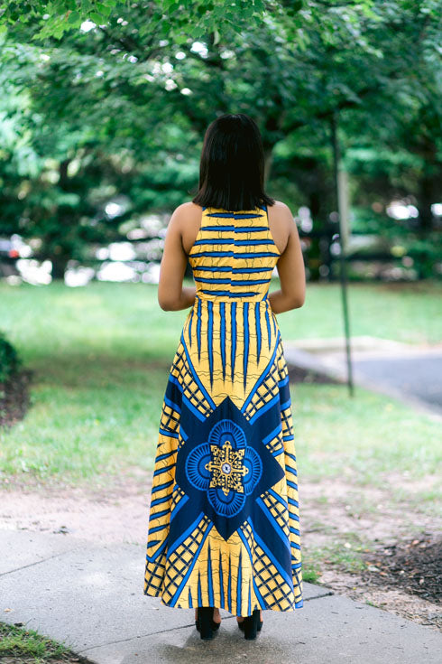 Ashley Tribal Print Maxi Dress-Yellow