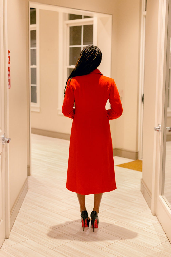 Lady in Red Maxi Coat