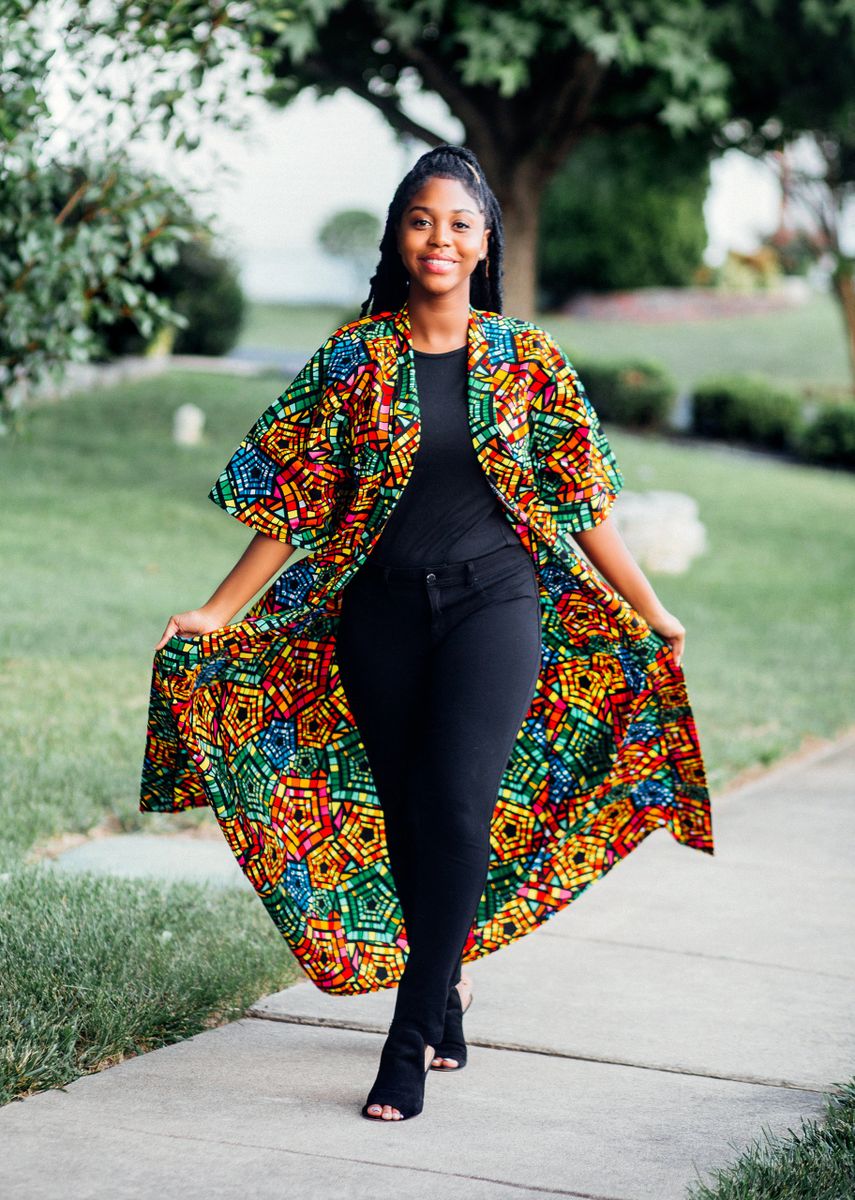 Colorful African Print Duster (Multi)